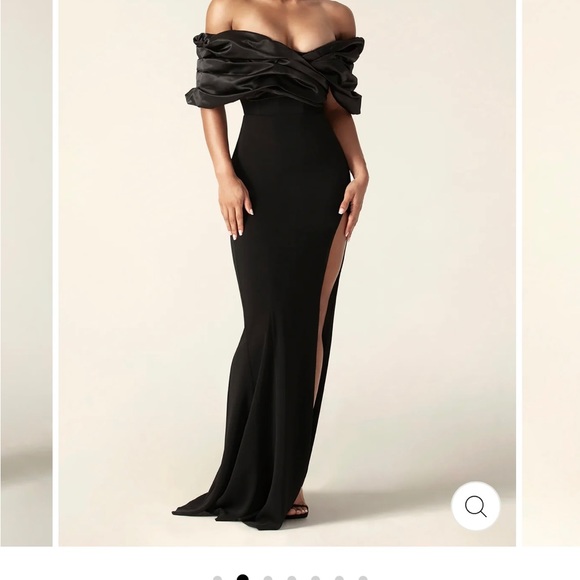 Presley Crepe Ruffle Shoulder Gown Dress (Black) main image 0